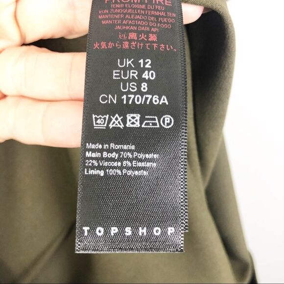TOPSHOP | Paperbag Drawstring Waist Pants Green 8 - Picture 10 of 10